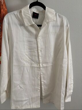 NWT Jordan White Long-Sleeve Button Front Blouse XS